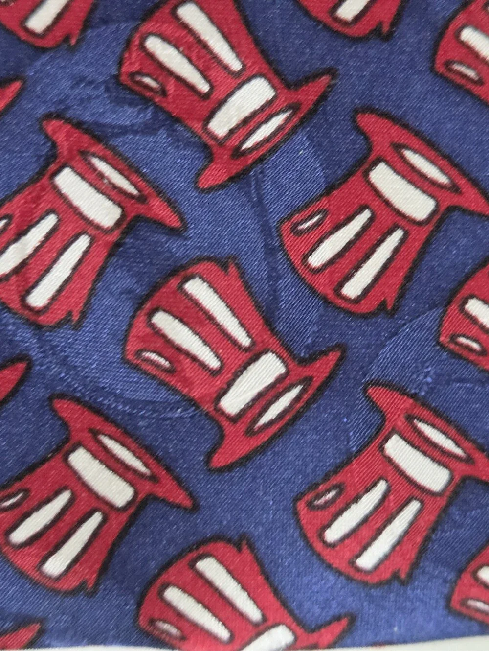 Grateful Dead Navy Blue Tie with Red and White Motif